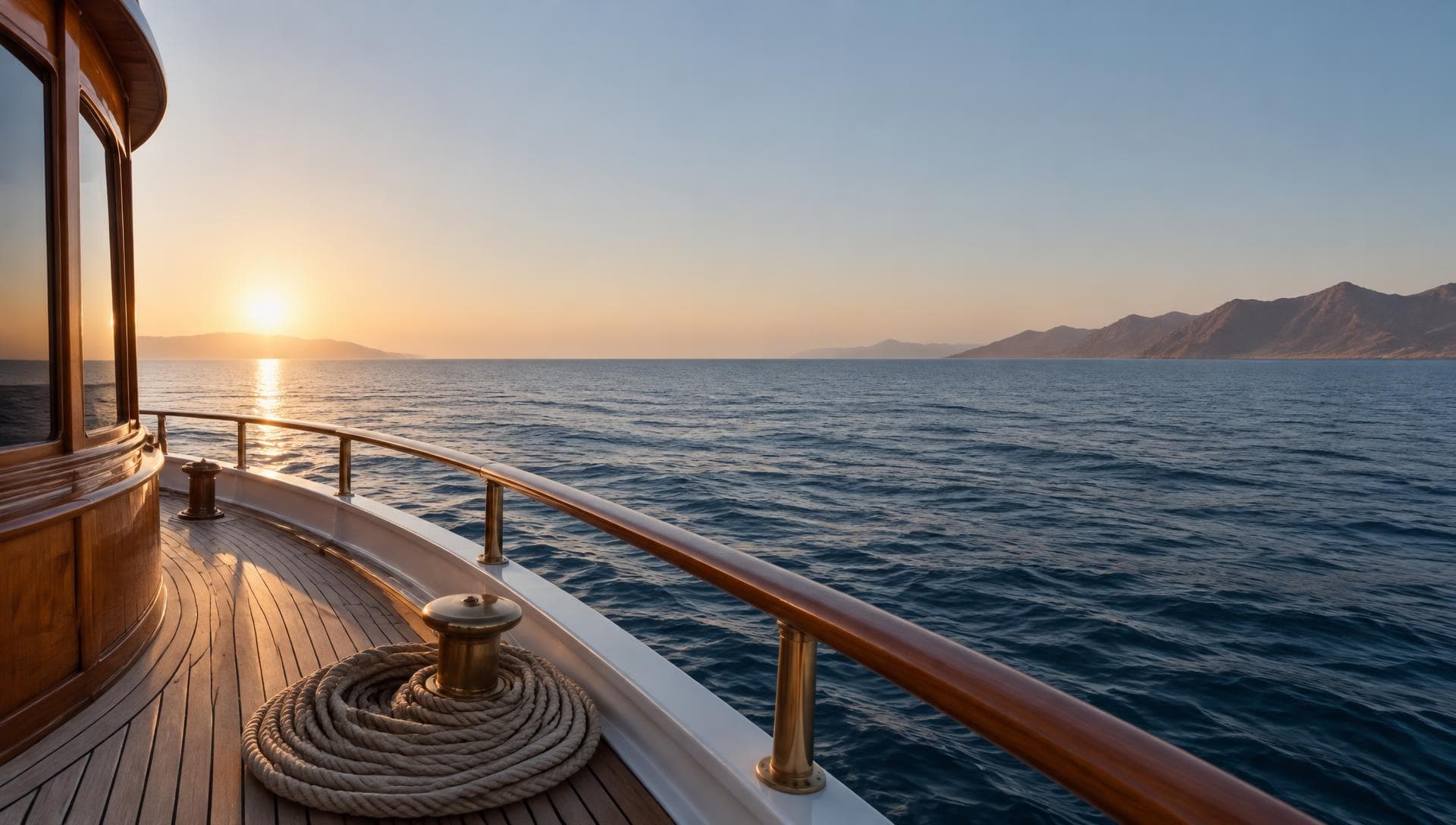 Early light on open water, seen from the quiet deck of a vessel at sea